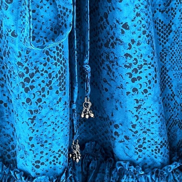 Rebecca Taylor Python Print 3/4 Sleeve Silk Shirt Dress Tunic In Jade Size 0 - Picture 8 of 13